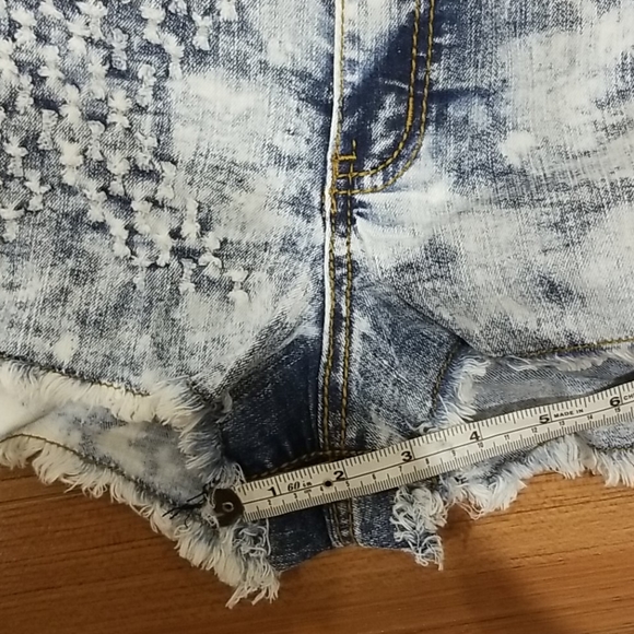 High Rise Acid Wash Stretchy Denim Shorts - Picture 7 of 9